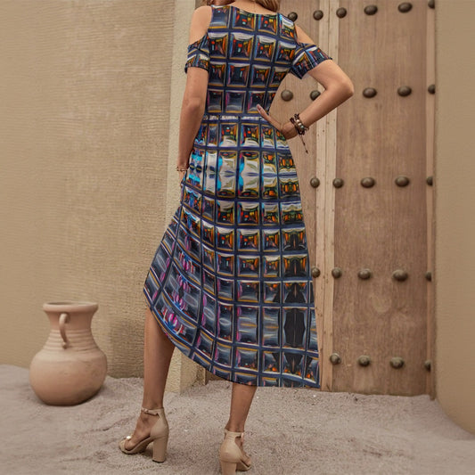 “Armoury” Women's V-neck Off-shoulder Dress