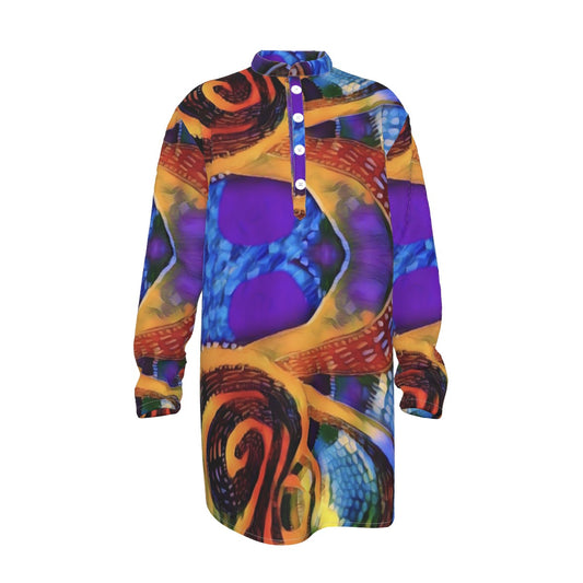 “Colour Vortex” Men's Stand-up Collar Long Shirt