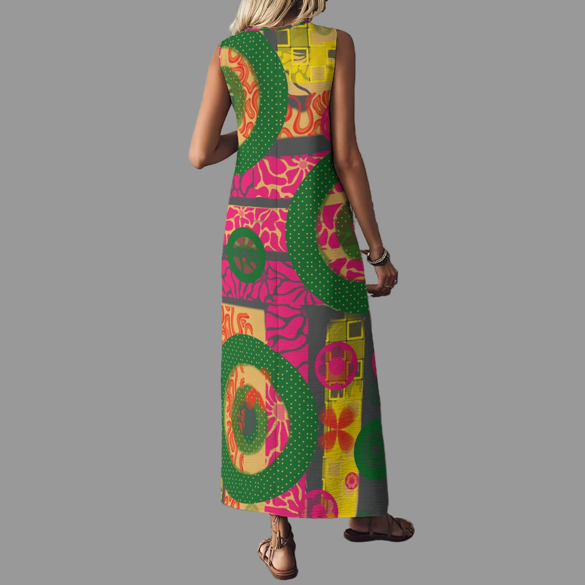 “Neo-retro” Women's V-Neck Long Dress