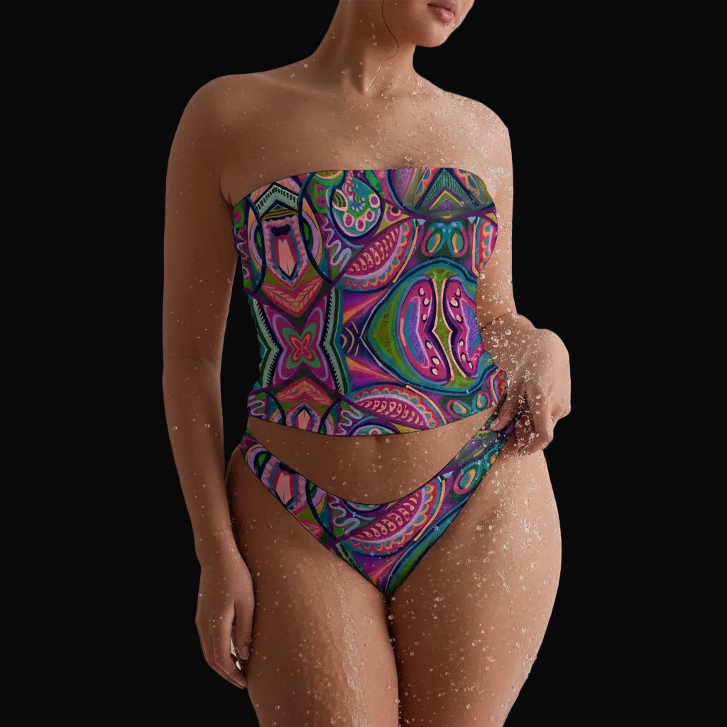 “Colour Burst” Women's Strapless Tube Top Set