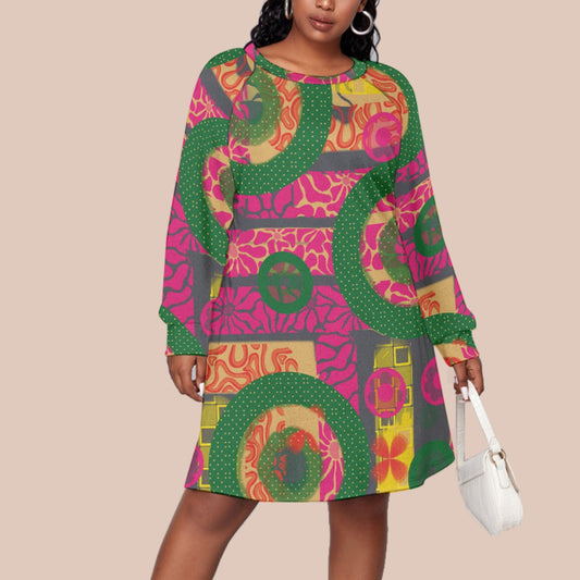 “Neo-retro” Women's Dress With Raglan Sleeve(Plus Size)