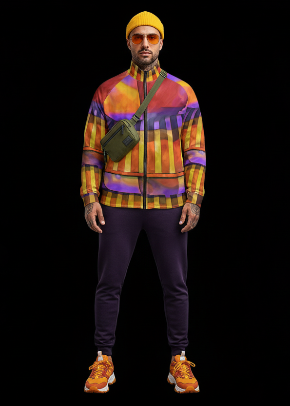“Carnival” Men's Raglan Sleeve Stand Collar Jacket