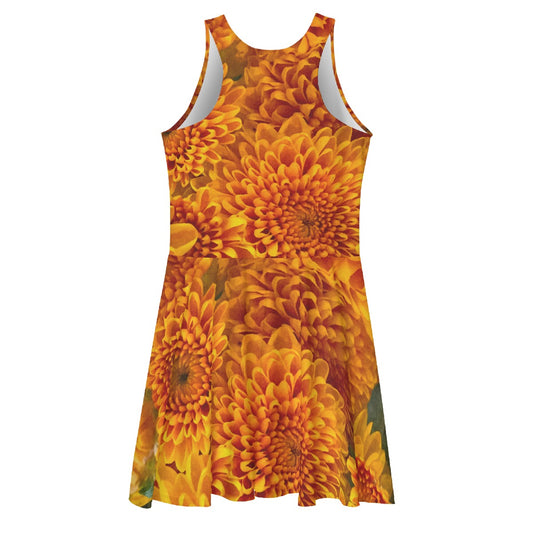 âOrange Chrysanthemumâ Women's Sleeveless Dress