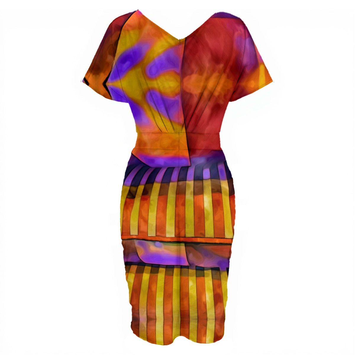 “Carnival” Women's V-neck pleated dress