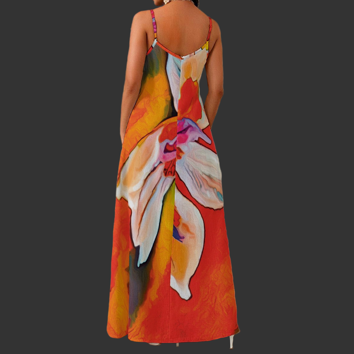 “Dietes” Women's Elegant V-Neck Maxi Dress