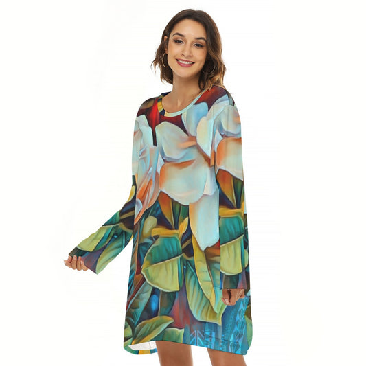 “Gardenia” Women's Loose Crew Neck Dress