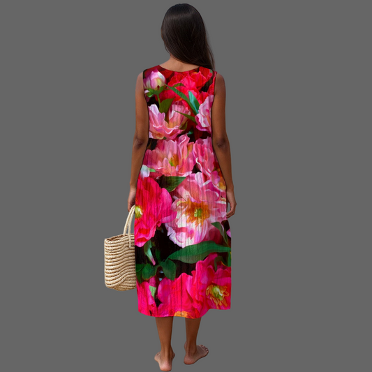 “Summer Blush” Women's Sleeveless Dress|125GSM Slub Cotton