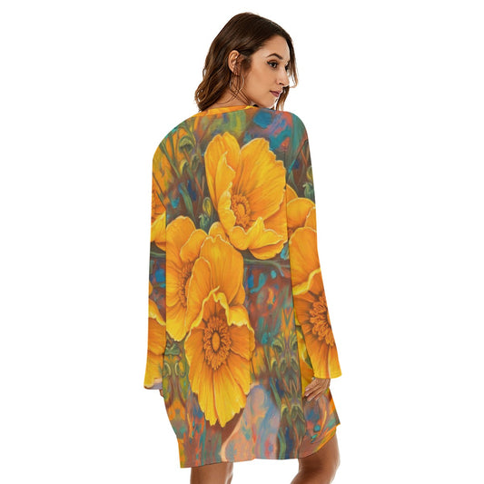 āGolden Cascadeā Women's Loose Crew Neck Dress