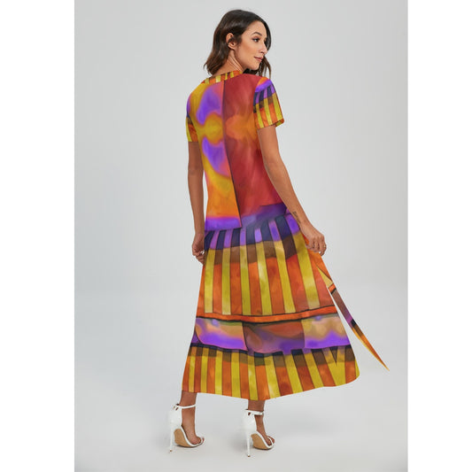 “Carnival” Women's V-neck Dress With Side Slit