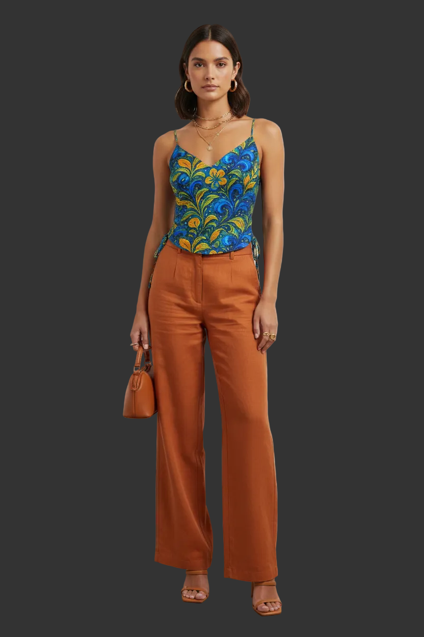 “Starry Night Blooms” Drawstring Camisole