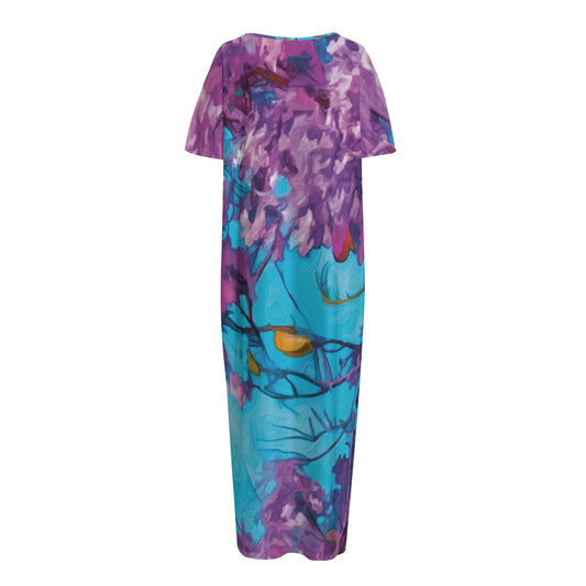 “Jacaranda Season” (Cobalt) Long Dress With Pocket