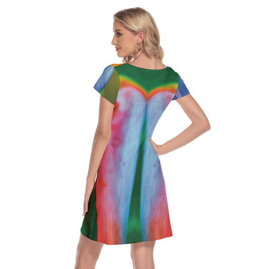 āBird of Paradiseā Women's Short Sleeve O-neck Dress