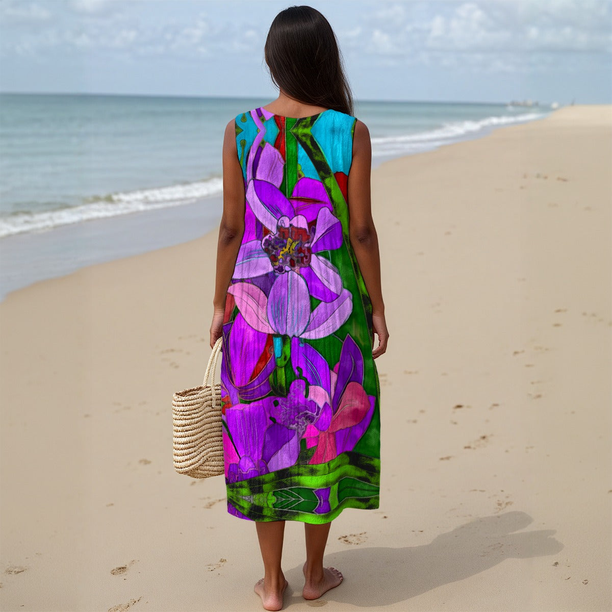 “Fantasia” Women's Sleeveless Dress With Pocket|125GSM Slub Cotton