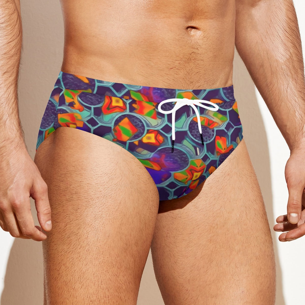 “Botanic Nebula” Men'S Drawstring Swim Briefs