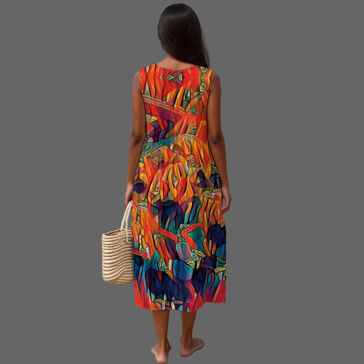 “Chromatic Fusion Dress” Sleeveless Dress|125GSM Slub Cotton