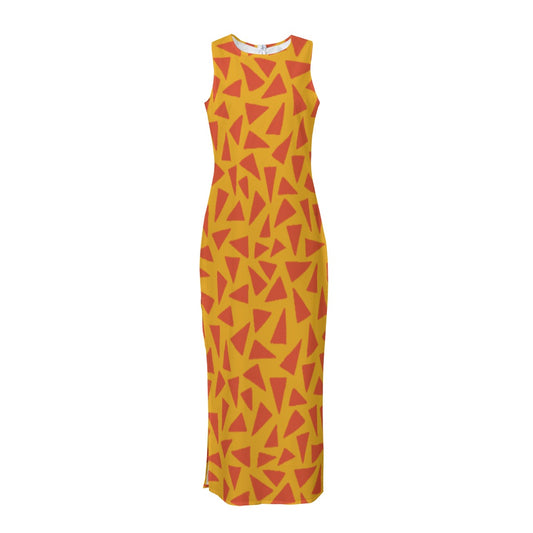 “Tangerine Tease” Women's Beach Perspective Chiffon Sleeveless Dress