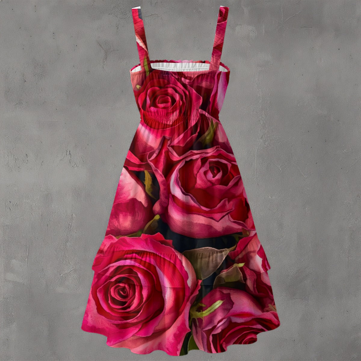 “Rose Red” Women‘s Ruffle Hem Dress