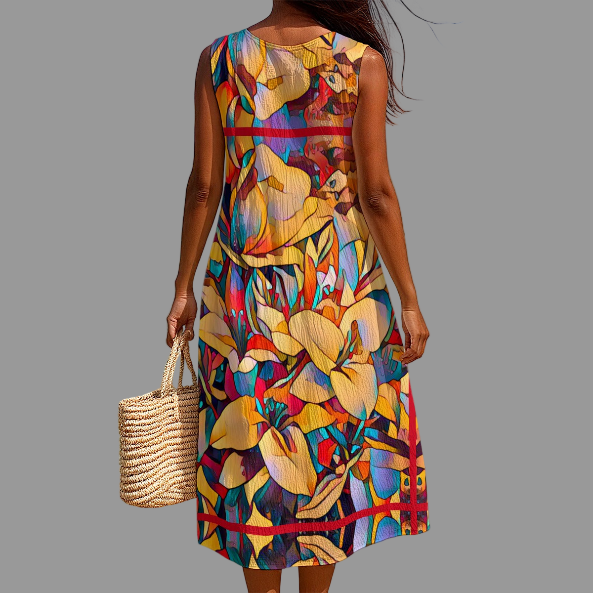 “Fragmented Bloom” Women's Sleeveless Dress
