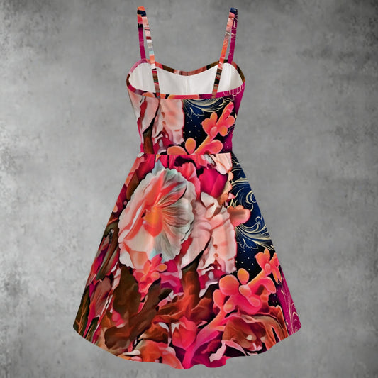 “Celestial Bloom” Women's Spaghetti Strap Dress