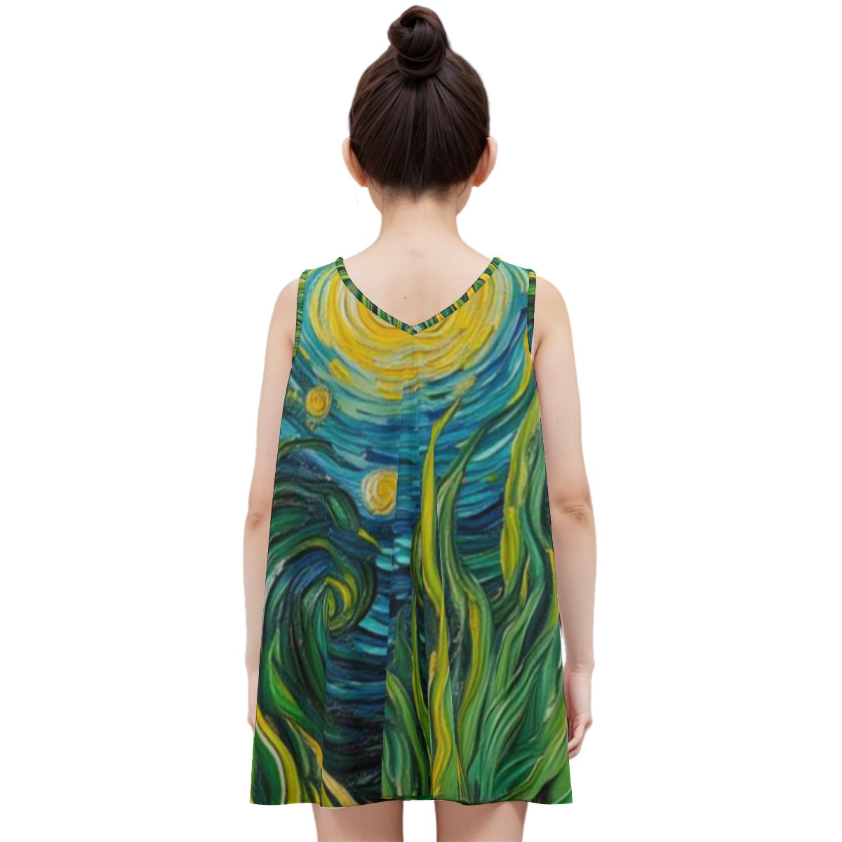 “Vincent Through the Seagrass” Kid's Sleeveless Dress | 180GSM Cotton
