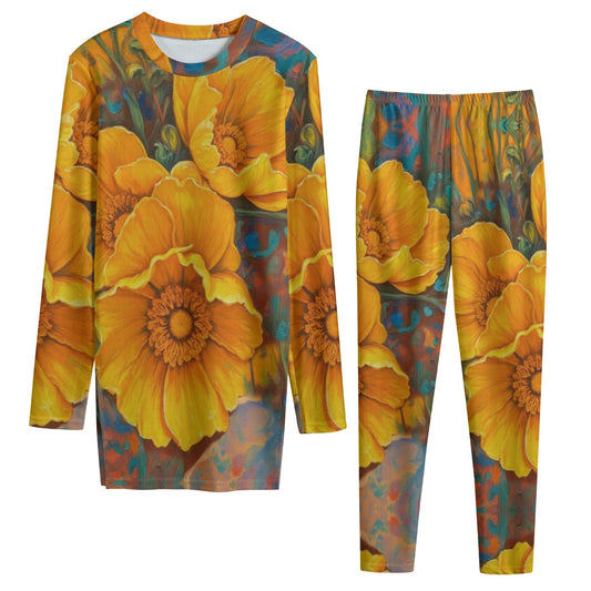 āGolden Cascadeā Women's Side Split T-shirt Set