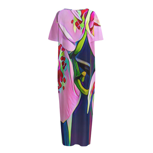 “Pink Orchid” Long Dress With Pocket