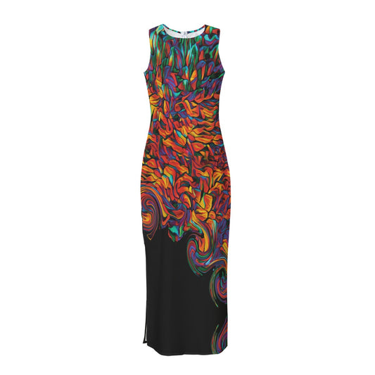 “Inferno” Women's Beach Perspective Chiffon Sleeveless Dress