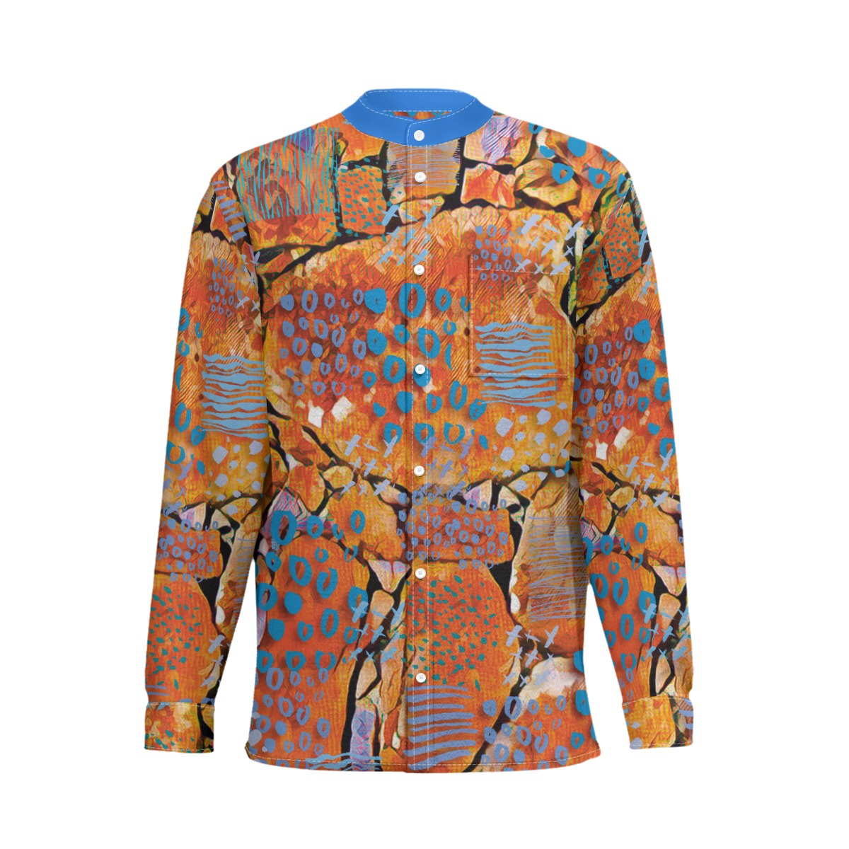 “Azure Canyon” Business Long-Sleeved Imitation Linen Shirt