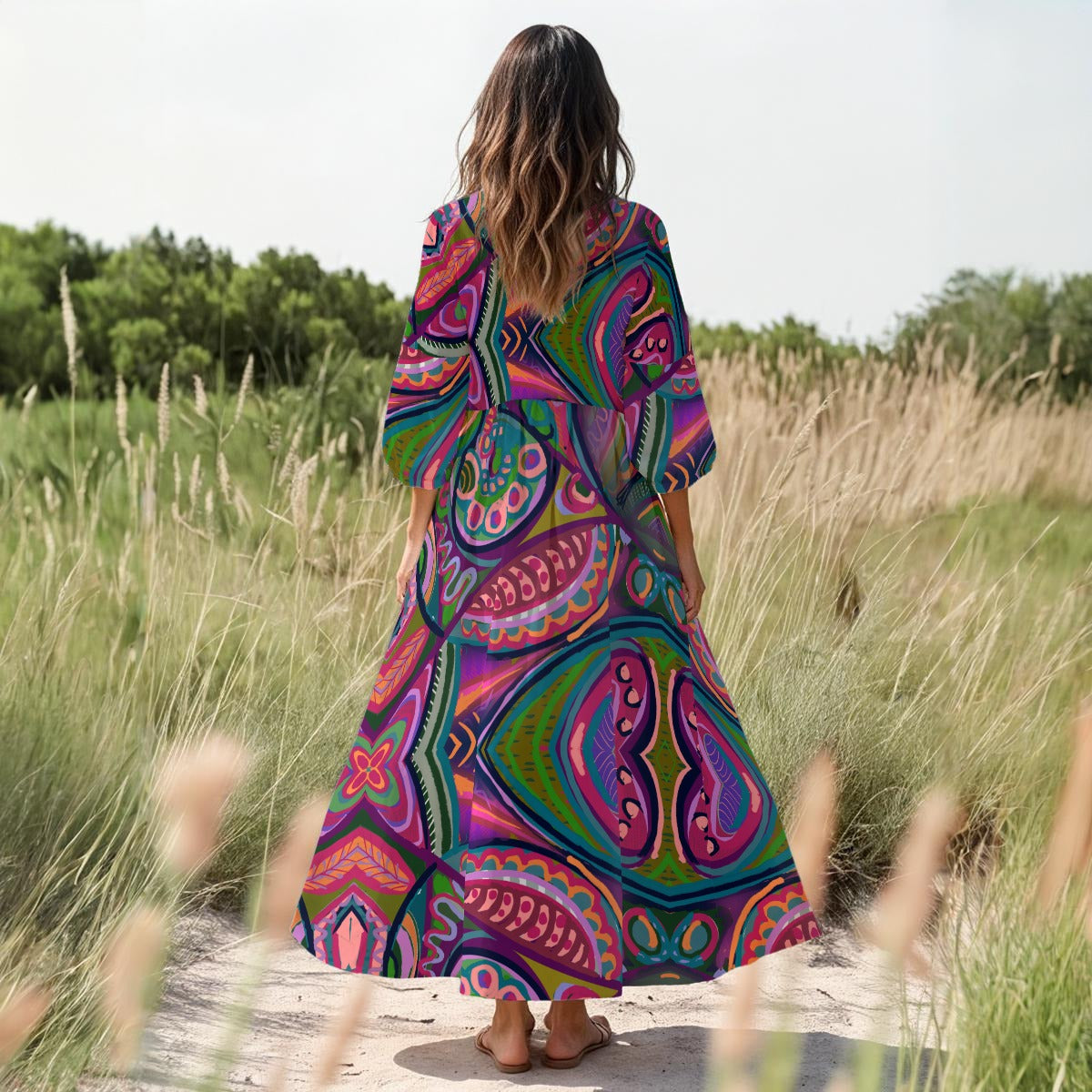 “Colour Burst” Women's Long Sleeve Dress