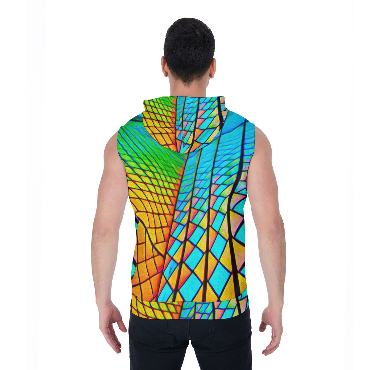 “Opera House 1” Men's Zipper-Up Sleeveless Hoodie