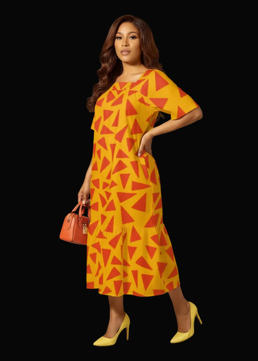“Tangerine Tease” Women's Elegant Long Dress