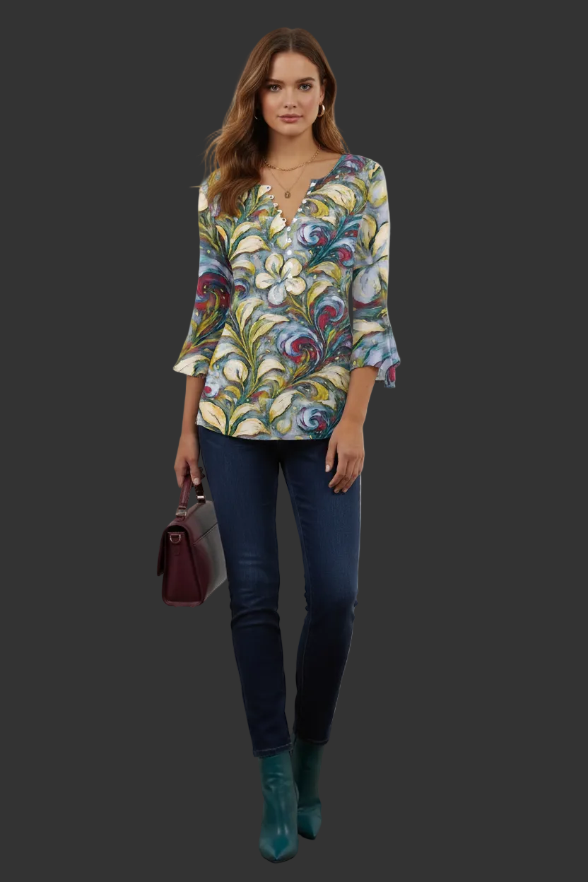 “Whispers of Spring” Women's T-shirt With 3/4 Sleeve