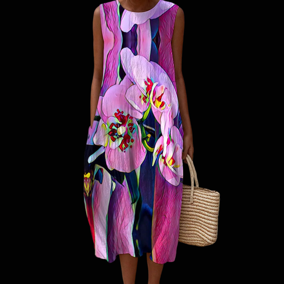 “Pink Orchid” Sleeveless Dress|125GSM Slub Cotton