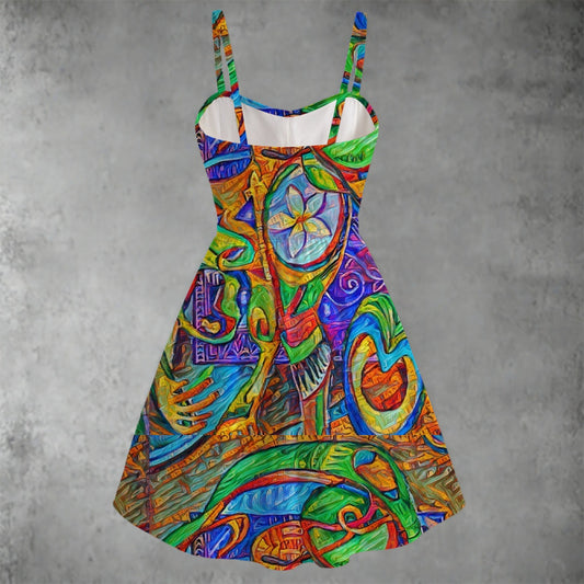 âTropical Kaleidoscopeâ Women's Spaghetti Strap Dress