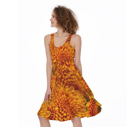 âOrange Chrysanthemumâ Women's Sleeveless Dress