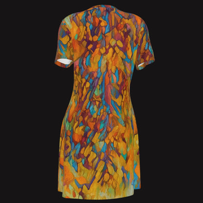 “Gilded Pathways” Women's V Neck Dress|180GSM Cotton