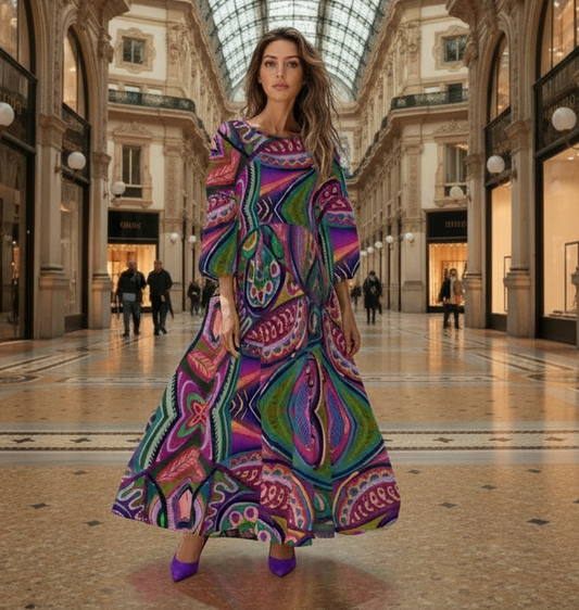 “Colour Burst”  Women's Long Sleeve Dress