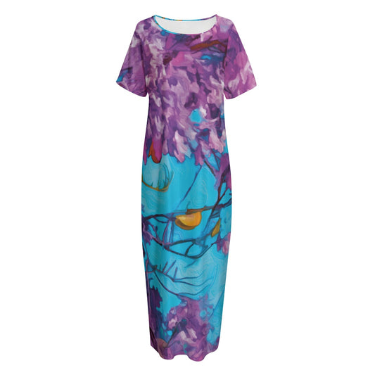 “Jacaranda Season” (Cobalt) Long Dress With Pocket