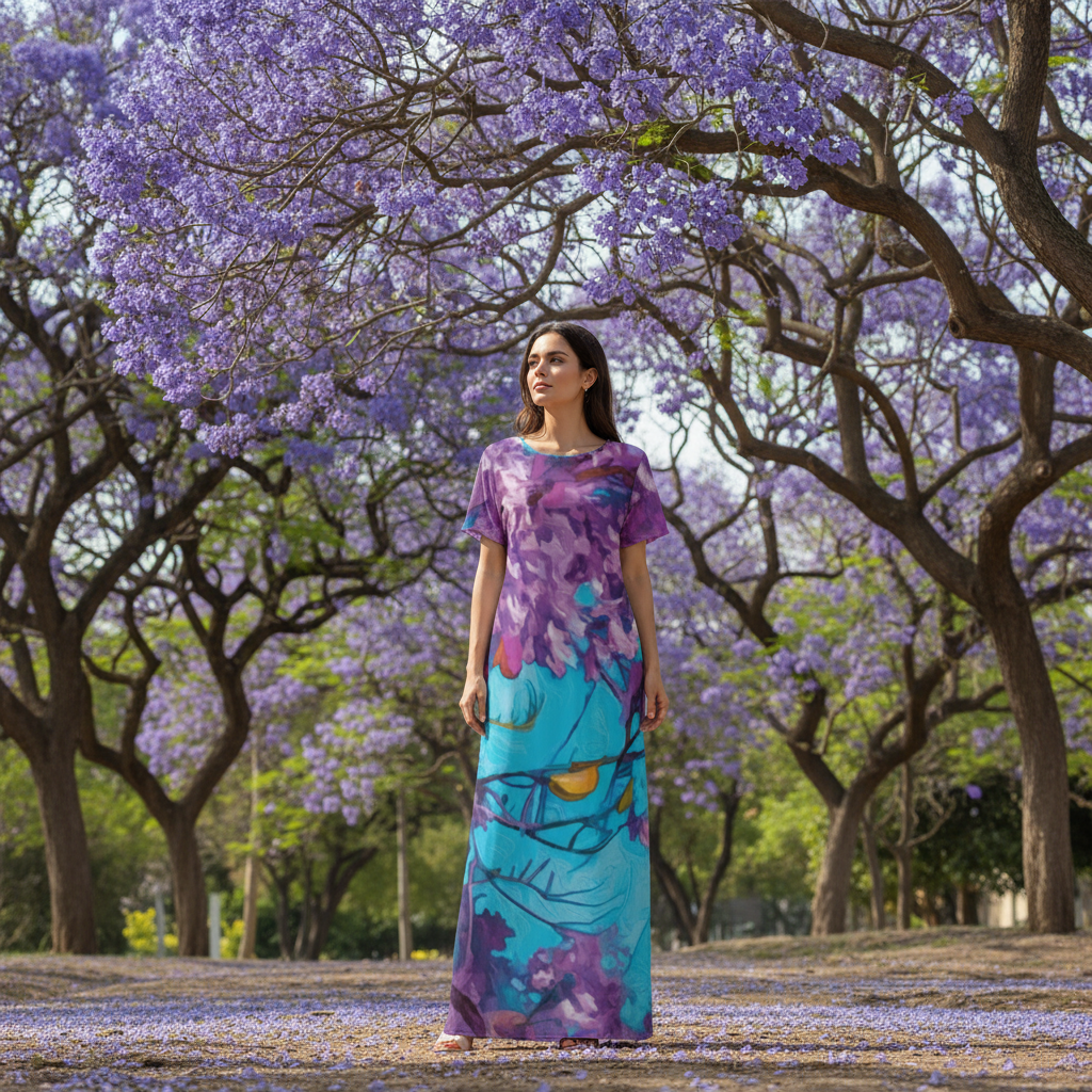 “Jacaranda Season” (Cobalt) Long Dress With Pocket