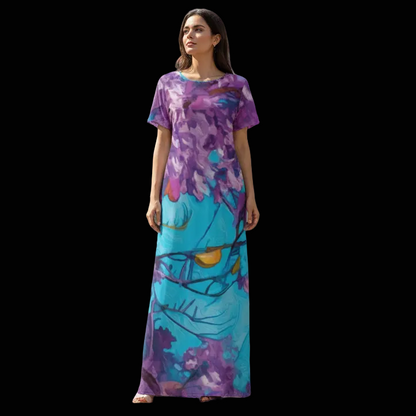 “Jacaranda Season” (Cobalt) Long Dress With Pocket