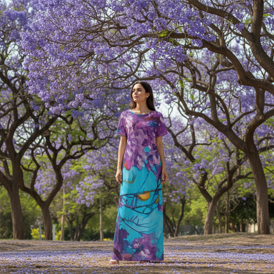 “Jacaranda Season” (Cobalt) Long Dress With Pocket
