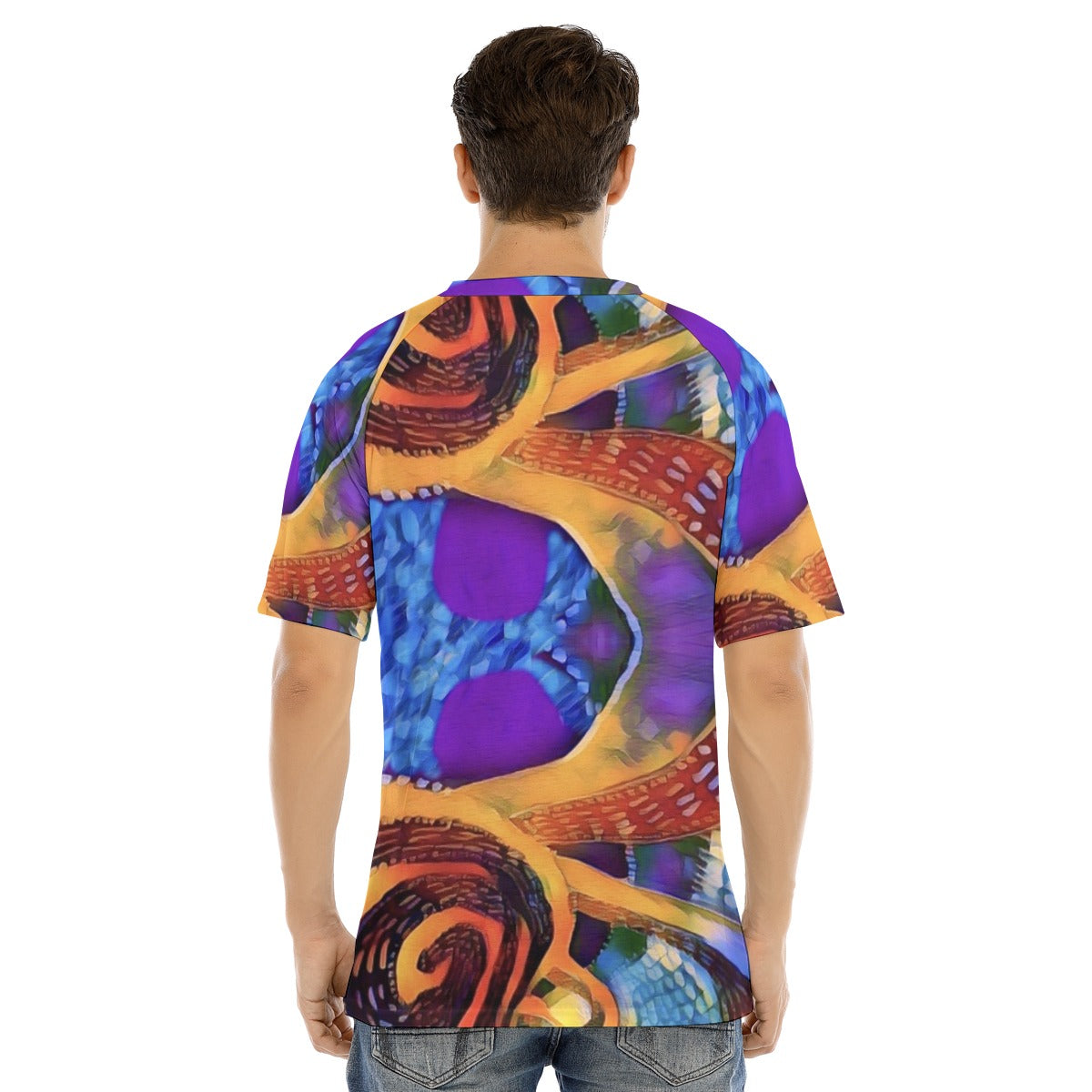“Colour Vortex” Men's Raglan Sleeve T-shirt With Button Closure
