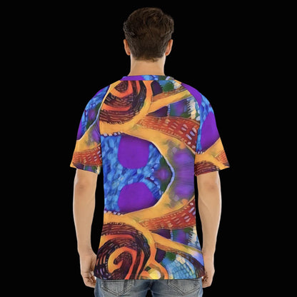 “Colour Vortex” Men's Raglan Sleeve T-shirt With Button Closure