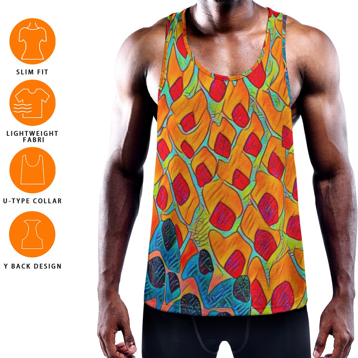 “Fractured Sunset” Slim Y-back Muscle Tank Top
