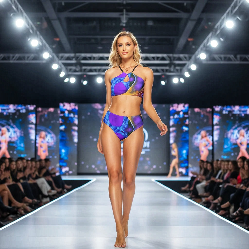 “Colour Vortex” Women's Cami Keyhole One-piece Swimsuit