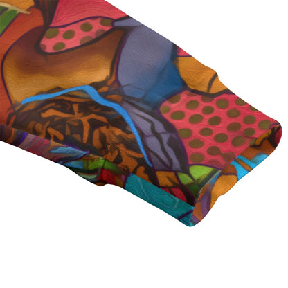 “Fractured Dreamscape” Unisex V-neck Knitted Fleece Cardigan With Button Closure