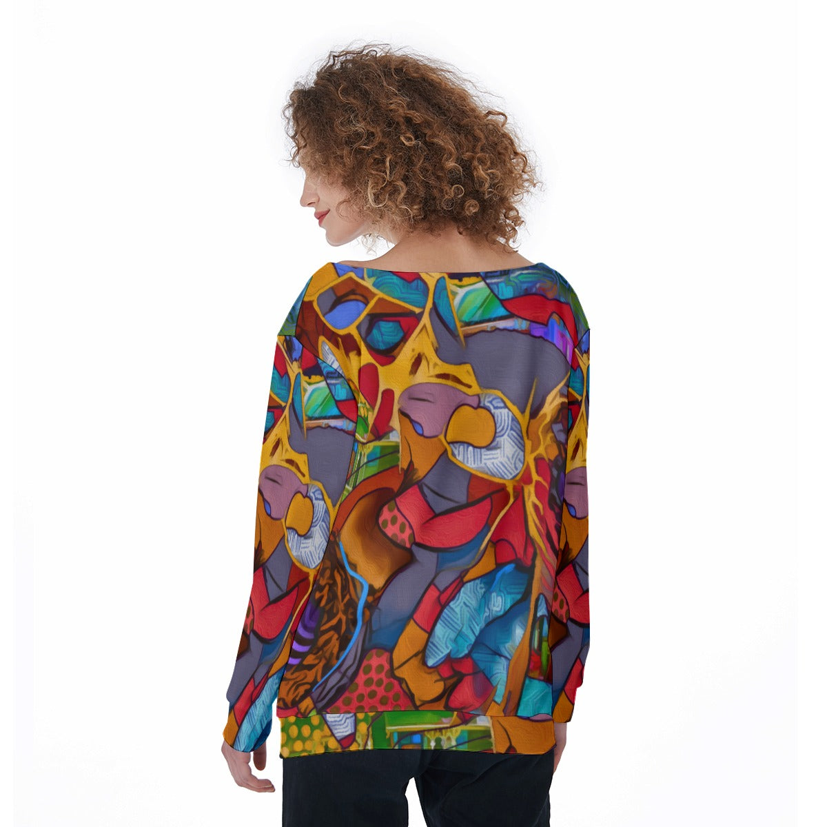 “Fractured Dreamscape” Women's Off-Shoulder Sweatshirt