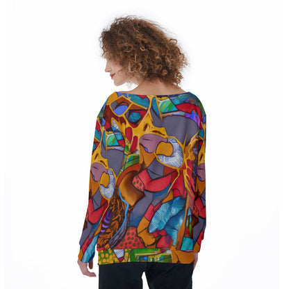 “Fractured Dreamscape” Women's Off-Shoulder Sweatshirt