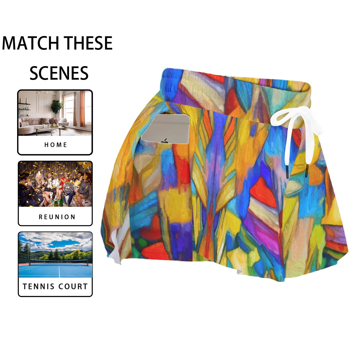 “Colour Block” Women's Sport Skorts With Pocket