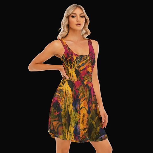“Golden Flux”  Women's Tank Vest Dress